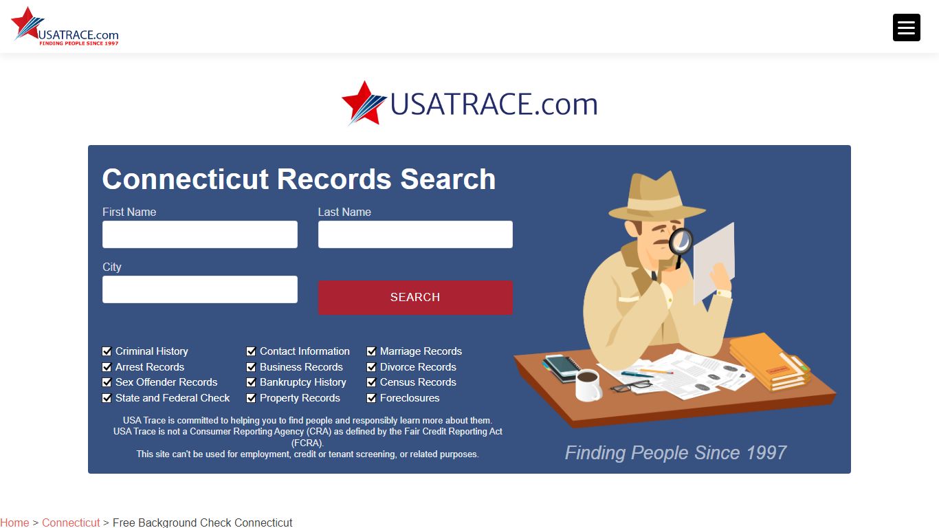 Free Background Check Connecticut - USATrace.com