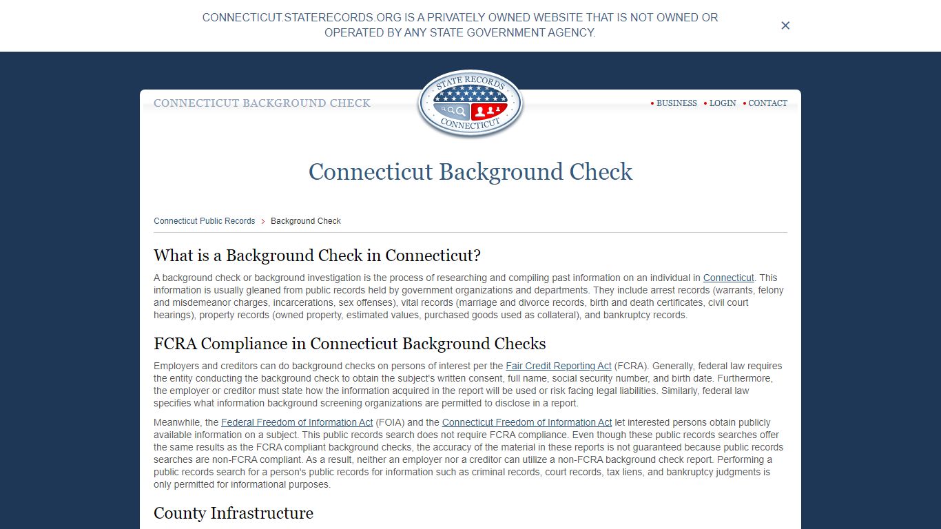 Connecticut Background Check | StateRecords.org