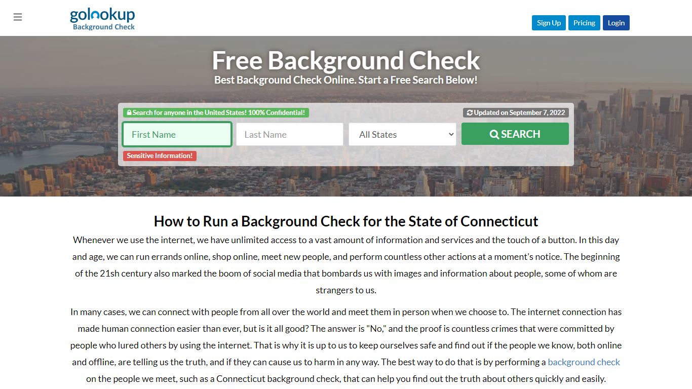 Connecticut Background Check, Background Check Connecticut - GoLookUp